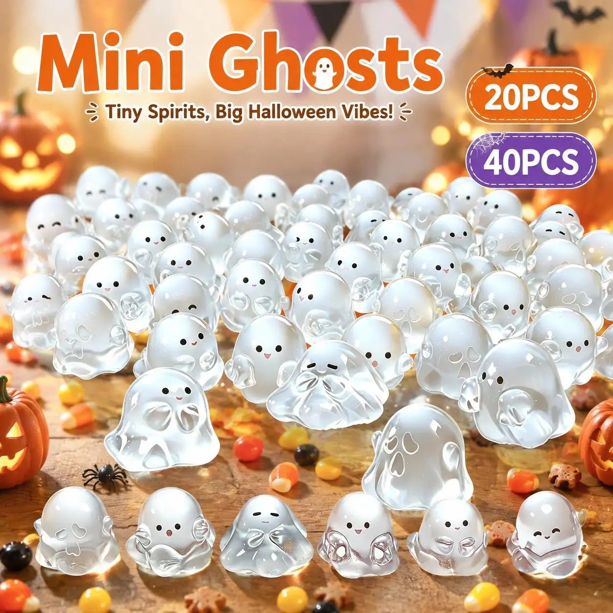 Luminous Glow-In-The-Dark Mini Ghost Figurines, Cute Home Garden Decor, Halloween Micro Landscape Accents, Christmas Tree Ornaments, Holiday Gift for Spooky Parties