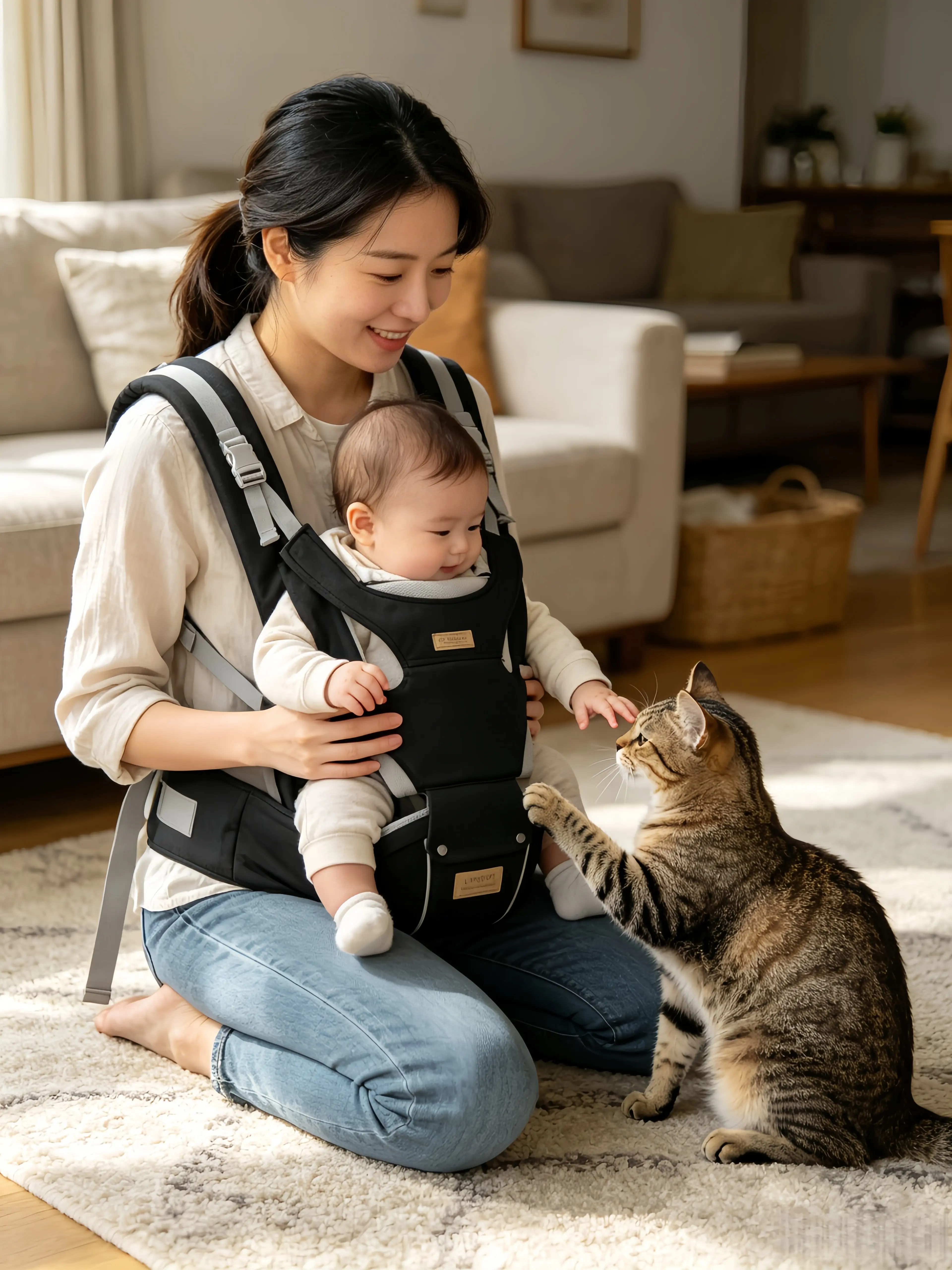 Portabeb Fit Unisex Ergonomic Baby Carrier - Heavy-Duty, Adjustable, Lightweight Polyester Hands-Free Backpack Sling for Newborns/Infants, Sleep-Friendly, Customizable Logos for Busy On-the-Go Parents, Hands Free Carrier