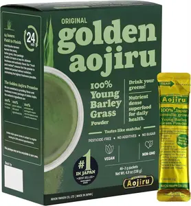 NIHON YAKKEN Golden Aojiru Original 100% Japanese Barley Grass Powder Rich Fiber Matcha Taste 46x0.1oz  Pure Natural Vegan Gluten-Free Non-GMO