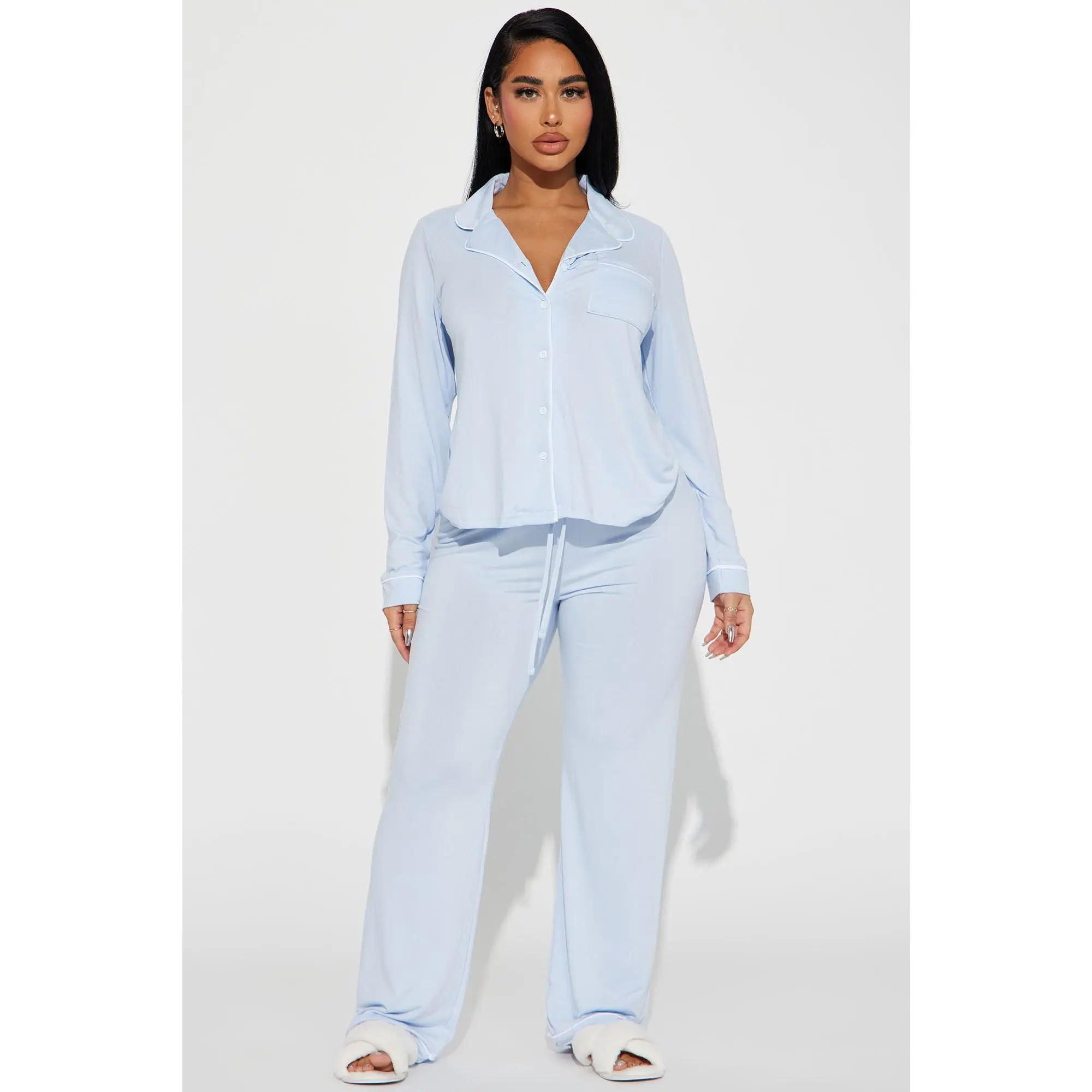 In The Morning PJ Pant Set - Light Blue