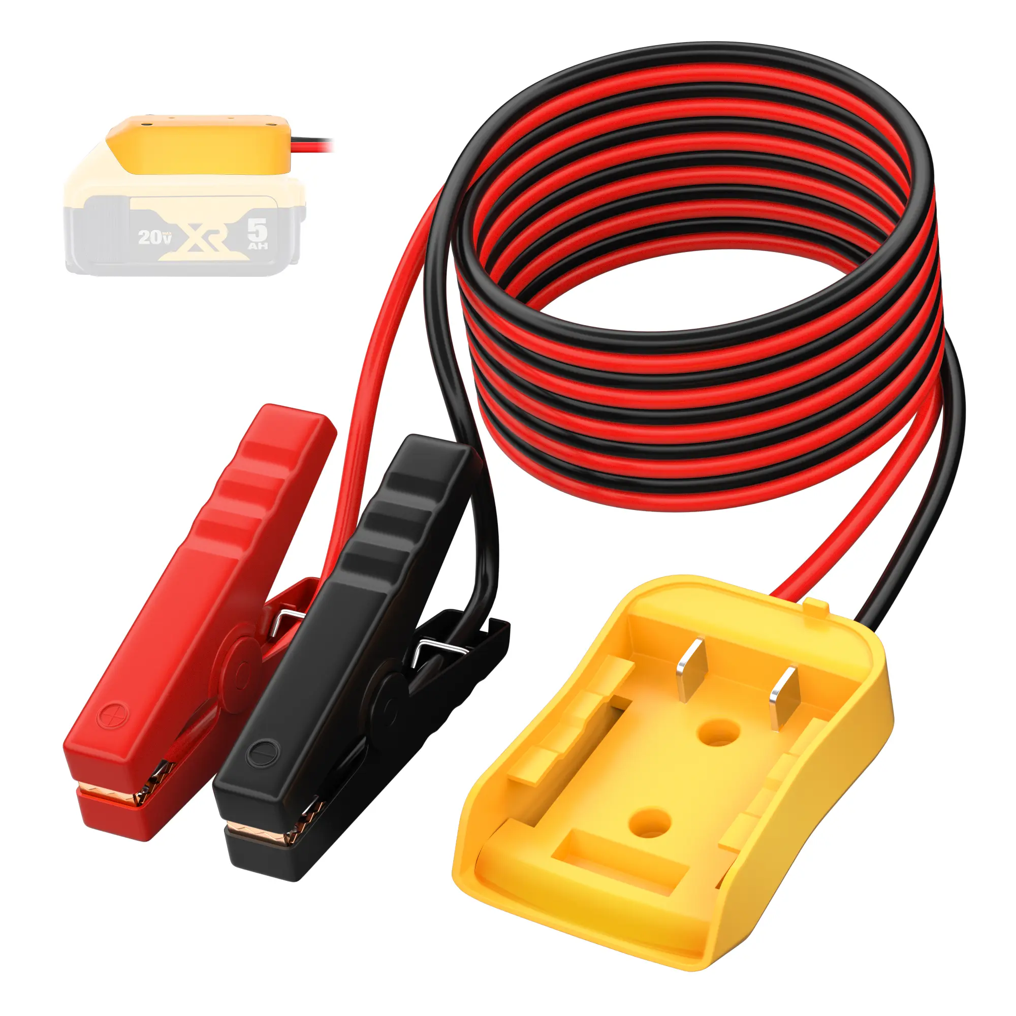 Eunik 18V Battery Jumper Cable with Alligator Clips Portable 6FT Silicone Wire for Car Battery Jump Starting Tool Compatible with Lithium-Ion Batteries