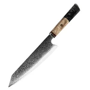 Household kitchenware, professional Japanese 67-layer Damascus steel chef knife with resin handle, ultra-sharp blade. Suitable for home and restaurant use, ideal for cutting vegetables, fruits and meat, comes with gift box.