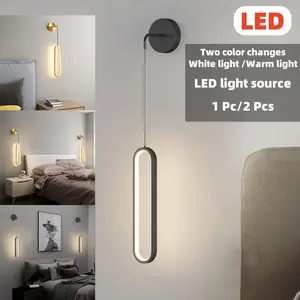 Modern Simple Metal Wall Lamp (, Gold) Three-Tone LED Light, Hanging Wall Lamp for Hallway, Corridor, Living Room, Bedroom