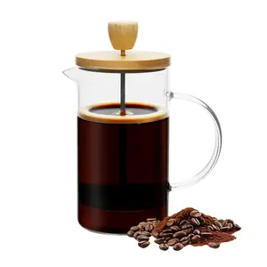 600ml / 20oz French Press Coffee Maker – Heat‑Resistant Borosilicate Glass, Bamboo Lid, Easy Manual Brew, Durable & Stylish, Single Serve Home & Office Coffee Press, Perfect Gift for Coffee Lovers