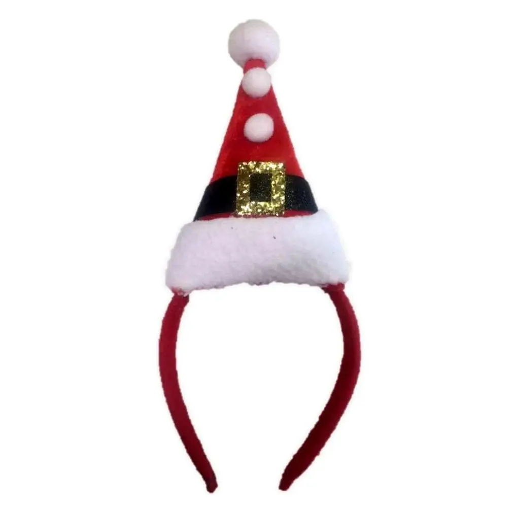 Mini Santa Hat With Pom Poms Headband Costume Accessory