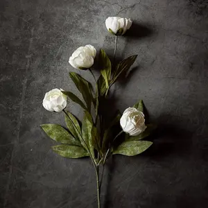 3-Pack Artificial Silk Peony Flowers, 27” Bulk Peony Stems with Stalks, Ideal for DIY Bouquets, Centerpieces, Wedding Filler, Floral Arrangements