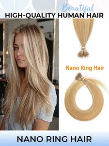 50 Pieces Nano Ring Bead Hair Extensions, Real Keratin, Nano Rings, 12-20Inch Women's Hair Volume and Length, Exclusive Style