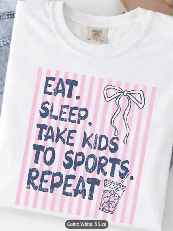 Eat Sleep Take Kids to Sports Repeat Comfort Colors T-Shirt Baseball Mom Gift Mom Life Shirt Sports Lover Mom Tee Game Day Mom Sweater Funny Graphic Tees Perfect Gift Idea for Birthday Holiday Or Everyday Wear