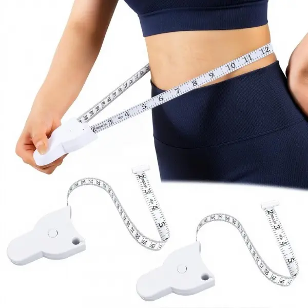 2PCS Compact Fiberglass-Plastic Automatic Retractable Body Tape Measure, 1-Button Auto Reel Self-Measuring Tool with Dual Inch/CM Scales for Body Meas, Sewing, Fitness Weight Loss