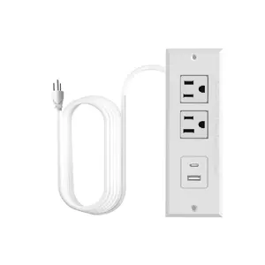 Under Desk Recessed Power Strip Mountable Extension Cord, Desk Power Hub Furniture Multiple Hidden USB C Outlet , USB Charging Station with Surge Protection for Home Office Desk & Workstation