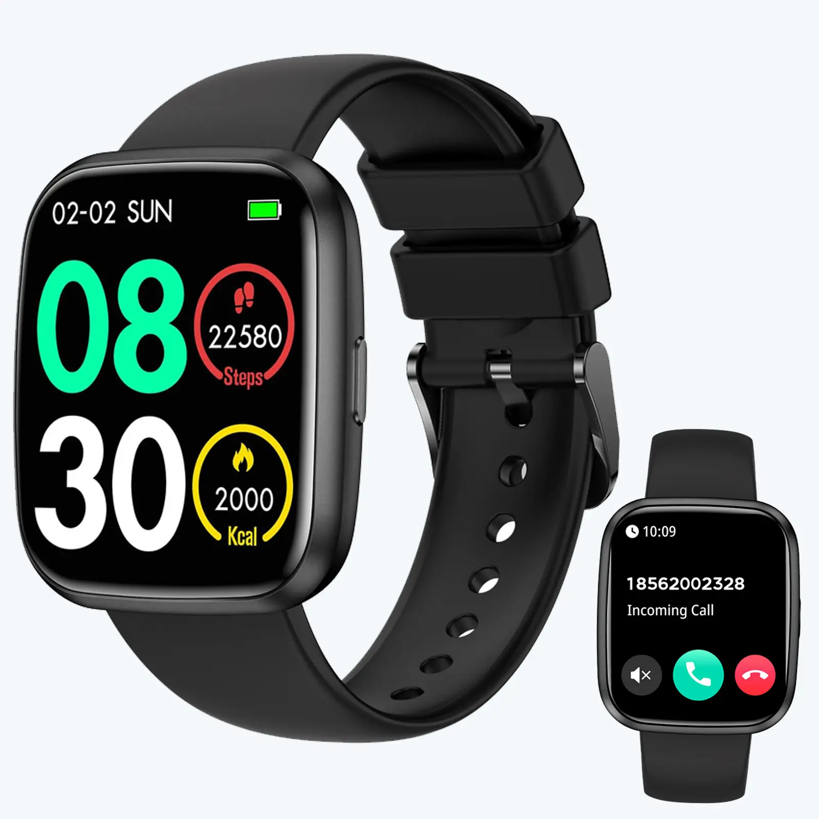 Smart Watches for Men/Women, 1.75" Bluetooth Call, AI Voice Smartwatch, 24/7 Heart Rate Monitor, Blood Pressure/SpO2/Sleep Tracker, IP68 Waterproof, 100+ Sports Fitness Tracker for Android iOS Black Wearable Wristwatch