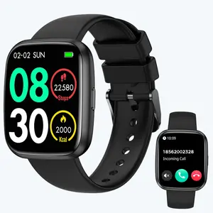Smart Watches for Men/Women, 1.75" Bluetooth Call, AI Voice Smartwatch, 24/7 Heart Rate Monitor, Blood Pressure/SpO2/Sleep Tracker, IP68 Waterproof, 100+ Sports Fitness Tracker for Android iOS Black Wearable Wristwatch