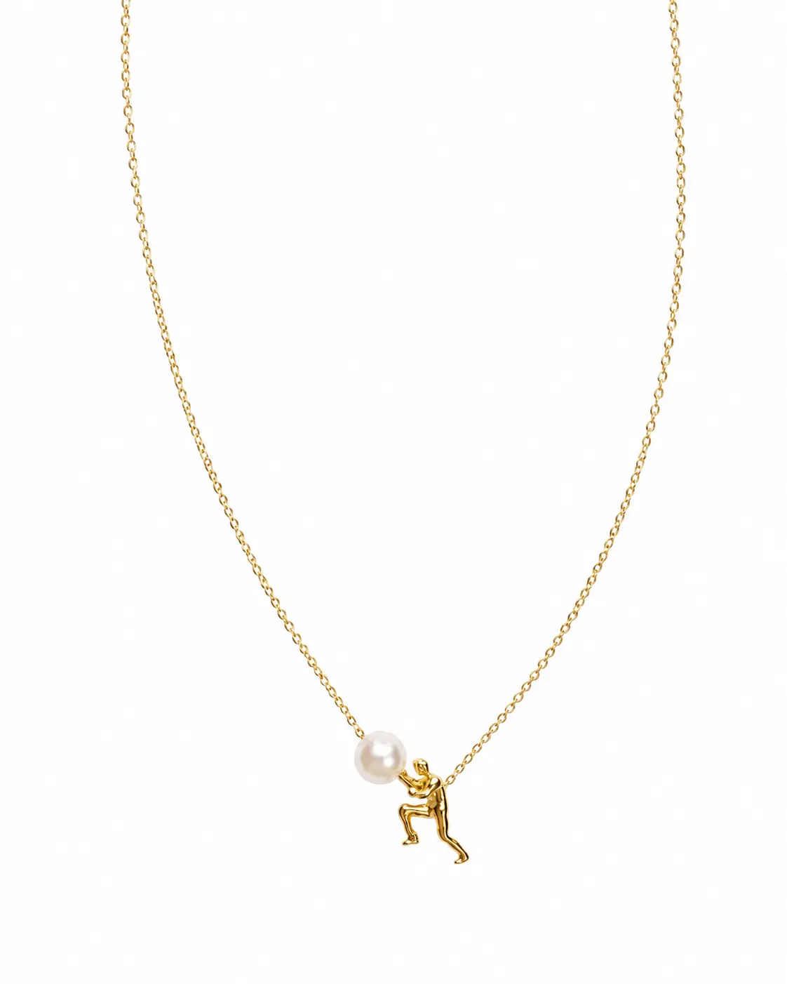 Women's Gold-Plated Figure Pendant Necklace with High-Luster Pearl, 46cm Chain + 5cm Extender, Adjustable Fashionable Casual Costume Jewelry for Summer Beach Daily Wear Gifts