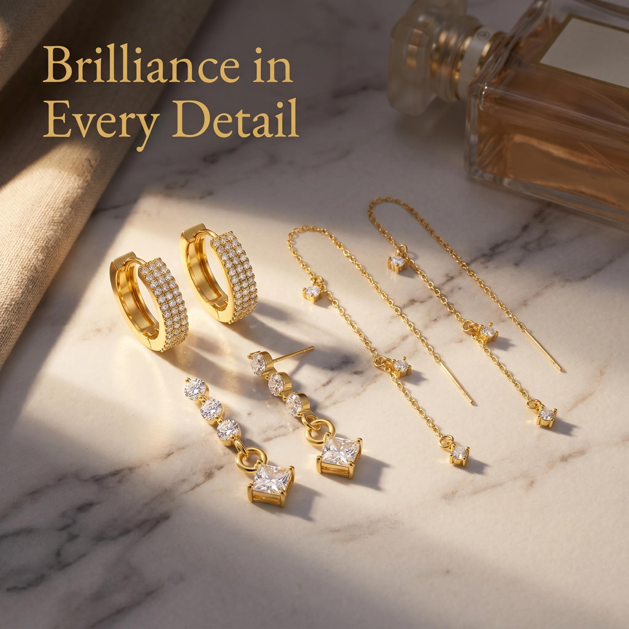 XIANYA Fine Jewelry 3 Layered Chain Dangle Earrings for Women Hypoallergenic Stud Aretes Waterproof Gift for Fashion Blackfriday