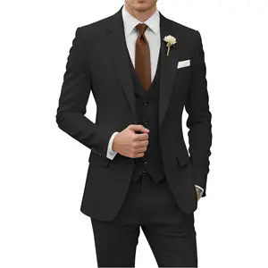 Wangyue 3 Piece Suit Men Slim Fit Wedding Suits for Men Mens Elegant Suits Notch Lapel Blazer Single Breasted Vest and Pants