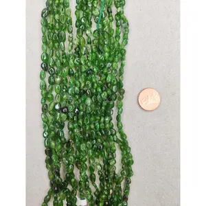 Chrome Diopside 5mm x 8mm oval free form shape 15.5"strand