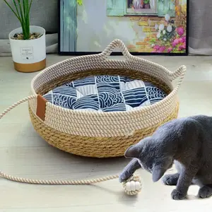 Woven Pet Cat-Shaped Basket For Deep Sleep And Warmth