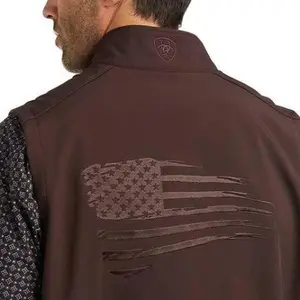 Ariat Men's Logo 2.0 Patriot Softshell Vest Coffee Bean 10037560 with American Flag Embroidery