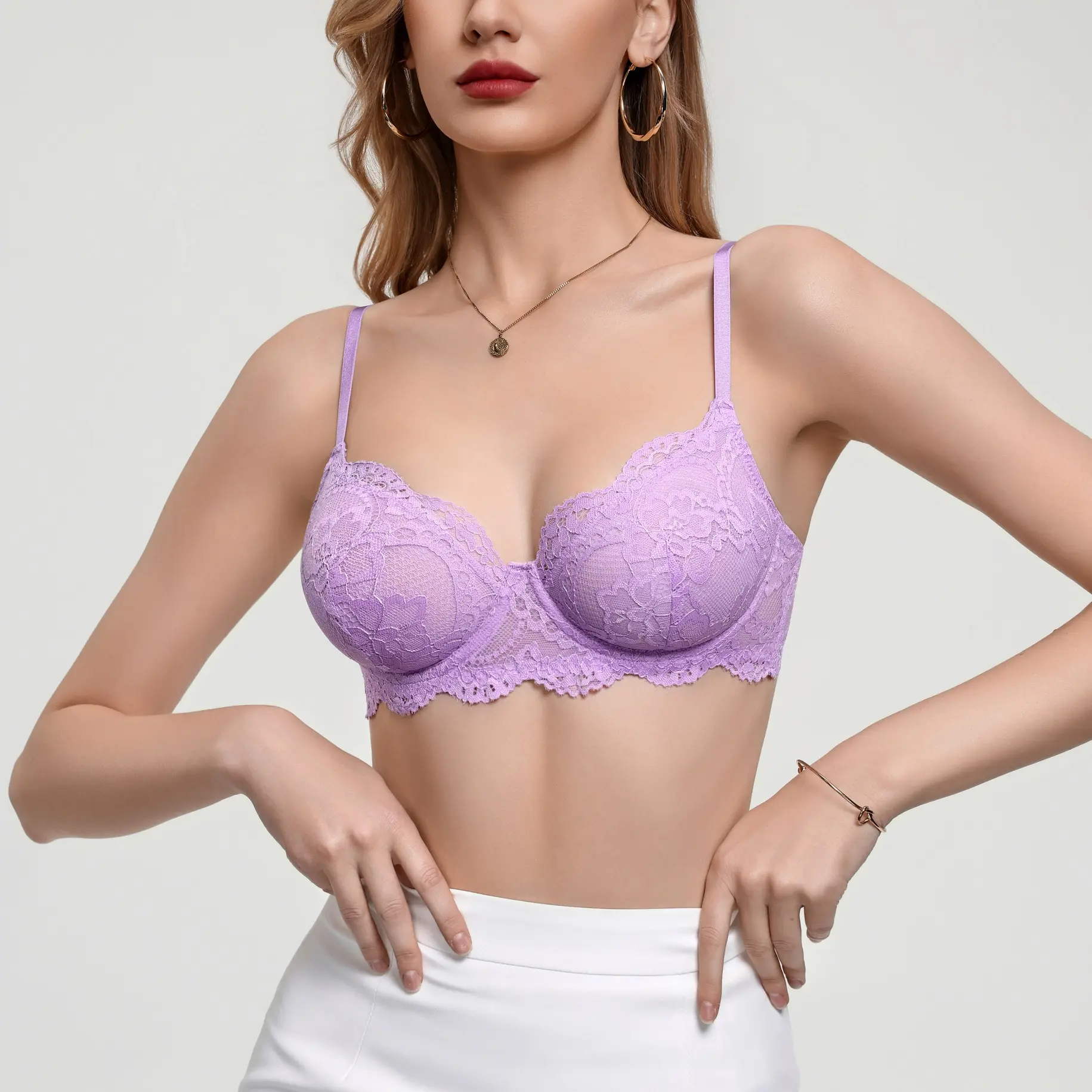 Avidlove Women's Sexy Bra Lace Balconette Mesh Underwire Everyday Bra Unlined Lingerie