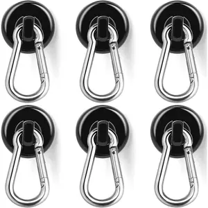 Carabinr Magntic Hooks, 110LBS  Black Magntic Hooks Havy Duty with Swivl Carabinr Hook, Grat for  for Cruis, Garag, Kitchn, Rfrigrator, Lockr (6-Pack)