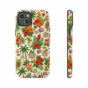 Personalize Puerto Rico Coqui Frog Case, Tropical Taino Palm Tree Flower iPhone 11 12 13 14 15 16 17 Pro Max Phone Cover