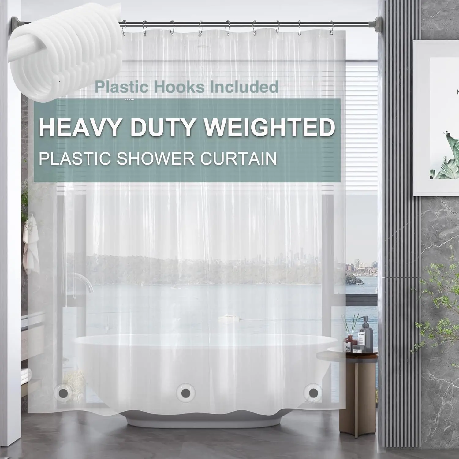1pc Heavy Duty Clear Plastic Stall Shower Curtain Liner with Weighted Magnets & Rustproof Grommets, Transparent PEVA Bathroom Curtain, Durable & Easy Clean Bathroom Accessory for Home Use, Bath Curtain Bathroom Partitions