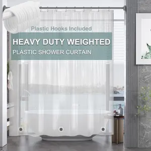 1pc Heavy Duty Clear Plastic Shower Curtain Liner with Weighted Magnets & Rustproof Grommets, Transparent PEVA Bathroom Curtain, Durable & Easy Clean Bathroom Accessory for Home Use, Bath Curtain Bathroom Partitions