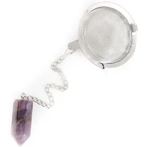 Tea Infuser for Loose Leaf Tea-Cute reusable steeper stainless steel mesh, strainer ball holder accessory, single diffusers brewer strainers infusers diffuser (Amethyst)