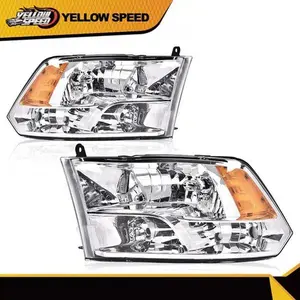 Fit For 2009-2012 Dodge Ram 1500 2500 3500 Quad Chrome LH+RH Headlights Lamps
