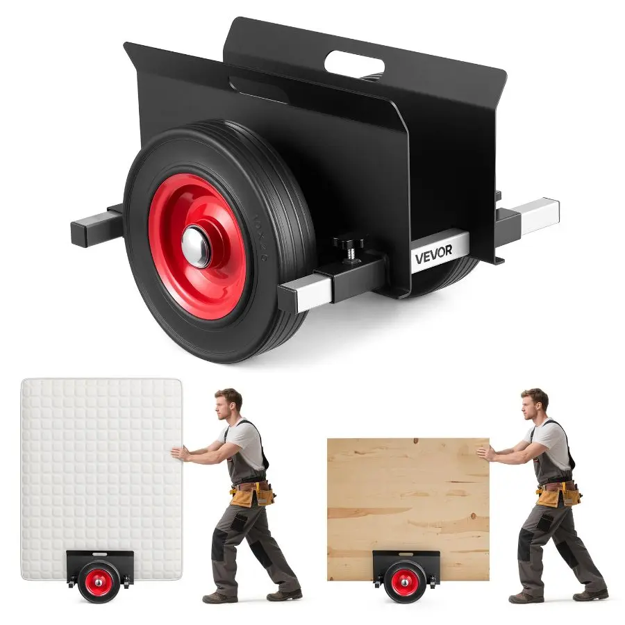 VEVOR Panel Dolly, 1000 lbs Load Capacity, Drywall Mover with 10 Inch Rubber Wheels Fits Different Terrain, Adjustable Clamp Panel Cart for Steel Panels, Mattress, Doors and Drywall Sheet, BlackVEVOR Super Brand Day