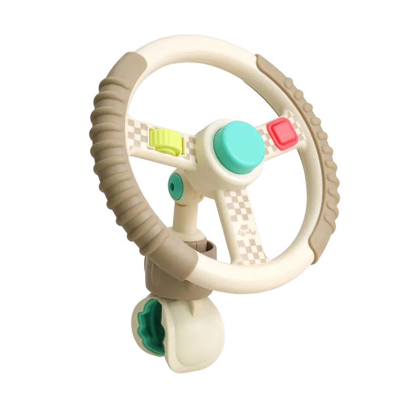Bitzy Driver™ Baby Teething Relief Toy - Portable Joystick Steering Design, Sensory Play Baby Item with Fidgets for Infants, Adjustable Clip Fits on Most Strollers, Extra Fun for the Littles
