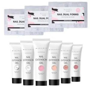 Makartt Poly Nail Gel Kit with Dual Nail Forms, 6 Neutral Colors Builder Extension Gel Set + 280pcs Sandwich Dual Nail Forms 14 Sizes ,  Nail Molds for Acrylic or Poly Gel DIY Salon Manicure