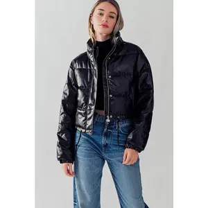 Faux Leather Puffer Jacket