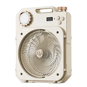 Camping Fan with LED Lantern, Rechargeable Battery Operated Fan with LED Lantern, 90° Auto-Oscillation Cordless, Wind Speed at 100 Levels, Knob (In Units of Positions 1-100), 12H Timed/4-Speed Lighting Mode, Suitable for Picnicking, Fishing, and BBQ