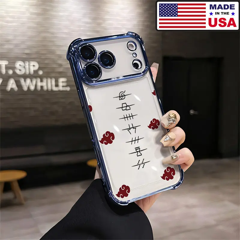 Minimal Naruto Ninja Jutsu Akatsuki Red Cloud Aesthetic Smartphone Case, Soft Silicone TPU Shockproof Protector for iPhone 17/16/15/14/13/12 Plus Pro Max Ultra & Samsung 22/23/24/25 Plus Pro Max Ultra, Vintage Unique Fashion Cellphone Accessories