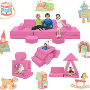 Winzoo Kids Couch 22PCS, Modular Kids Couch Foam Sofa for Playroom Bedroom Livingroom, Multifunctional Kids Couch Toddler Sofa for Indoor, Large Furniture Nursery