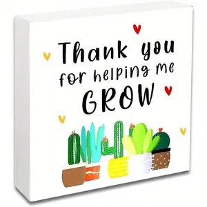 Funny Teacher Appreciation Gifts Thank You for Helping Me Grow Wooden Decor Christmas Gifts for Teacher Best Teacher Gifts for Women Teacher Christmas Gifts Birthday Gifts Retirement Gifts Teacher Ornaments 5x5 inch