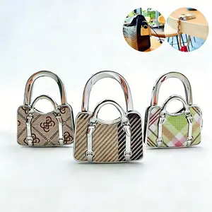 Foldable Camping Purse Hook, Portable Table Edge Bag Hanger for Outdoor Picnic and Travel, Compact Handbag Holder with Leather Pad, Space-Saving Organizer Gift for Women