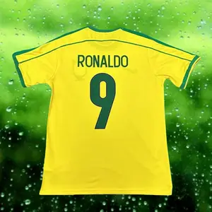 1998 World Cup Brazil Retro No.9 Ronaldo Short sleeve Soccer jersey
