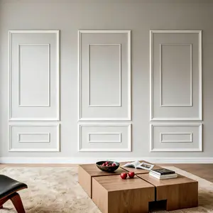 VEVOR Wall Molding 3 Pack, Wainscoting Panels Kit with Dual-Line Wide Narrow Profile, Lightweight Paintable Polystyrene, Easy to Install Accent Wall Trim for Interior Living Room, Bedroom, White