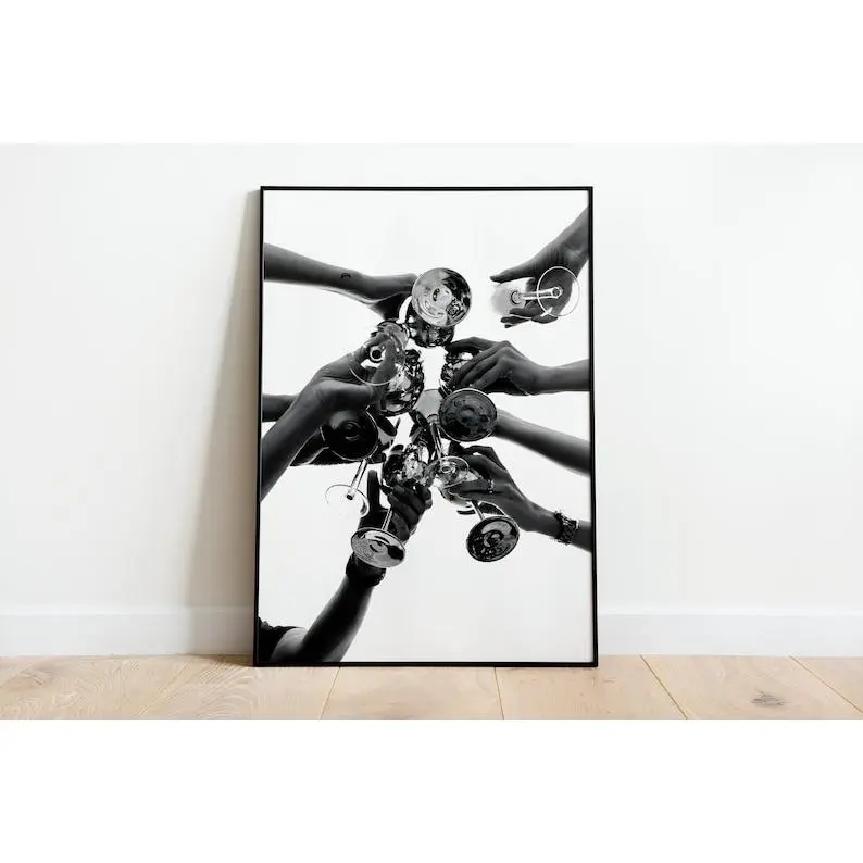 No Framed, Cheers Print, Black and White, Champagne Poster