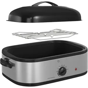14-Quart Electric Roaster Oven with Self-Basting Lid, Turkey Roaster Oven with Rack, Stainless Steel,