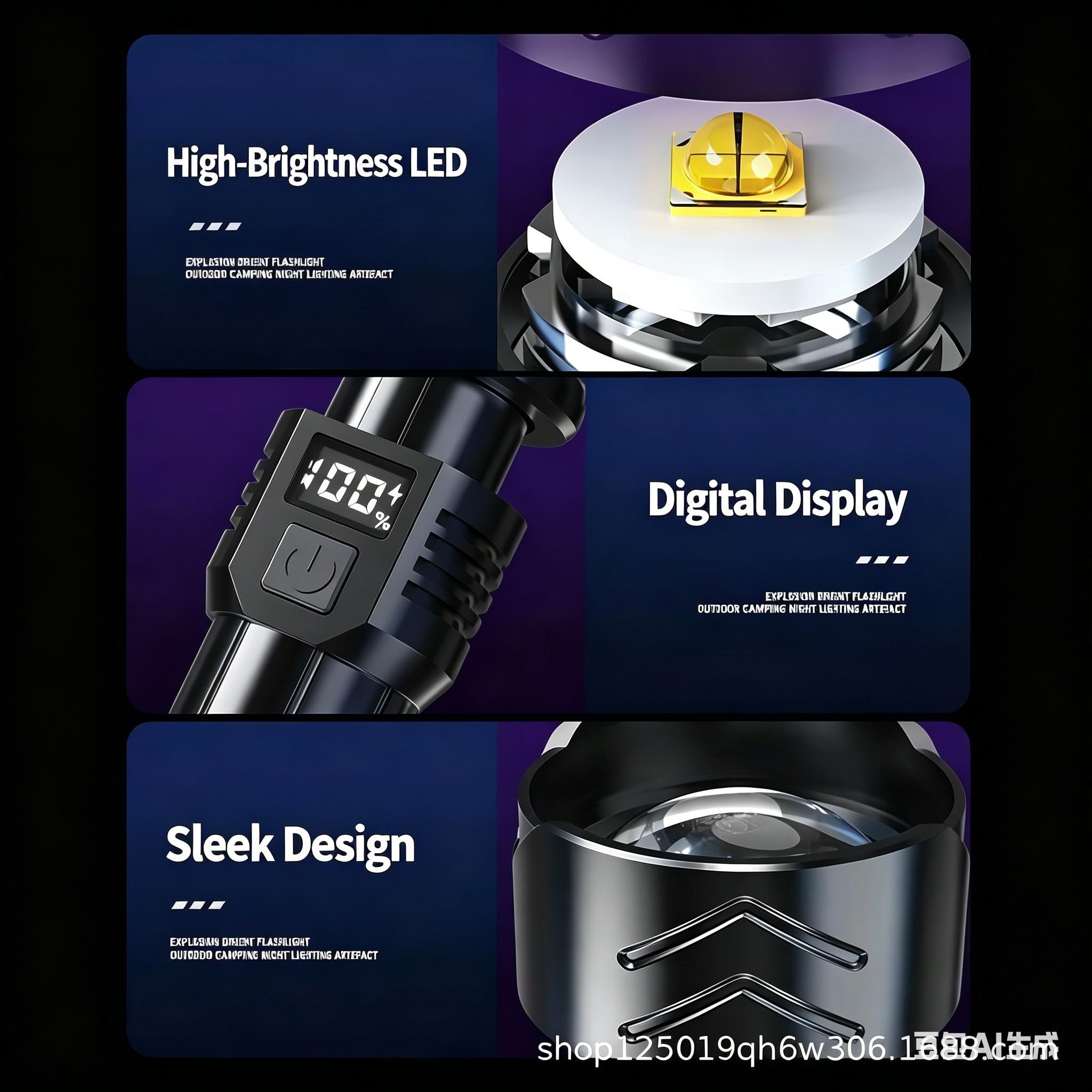 Flashlight, Rechargeable LED Flashlight with Adjustable Focus, Long Range Beam for Camping Emergency Hiking Outdoor