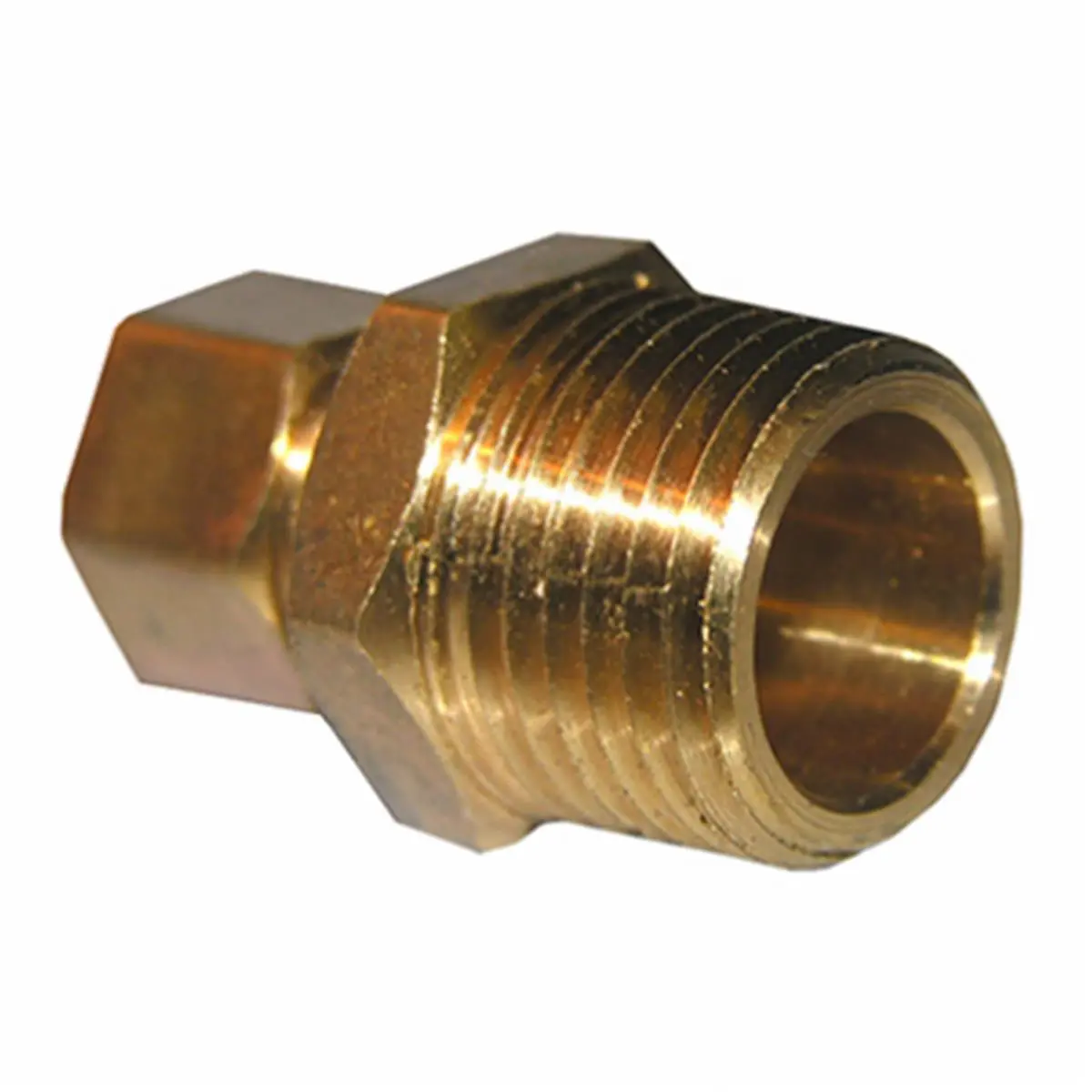 212 MAIN Brass Compression-Type Connecting Adapter (Pack of 6) - 0.37x0.5" Male Pipe Thread (0.5 MPT), Corrosion-Resistant, Low Magnetic Permeability, High Ductility at High Temperatures Plumbing Fitting