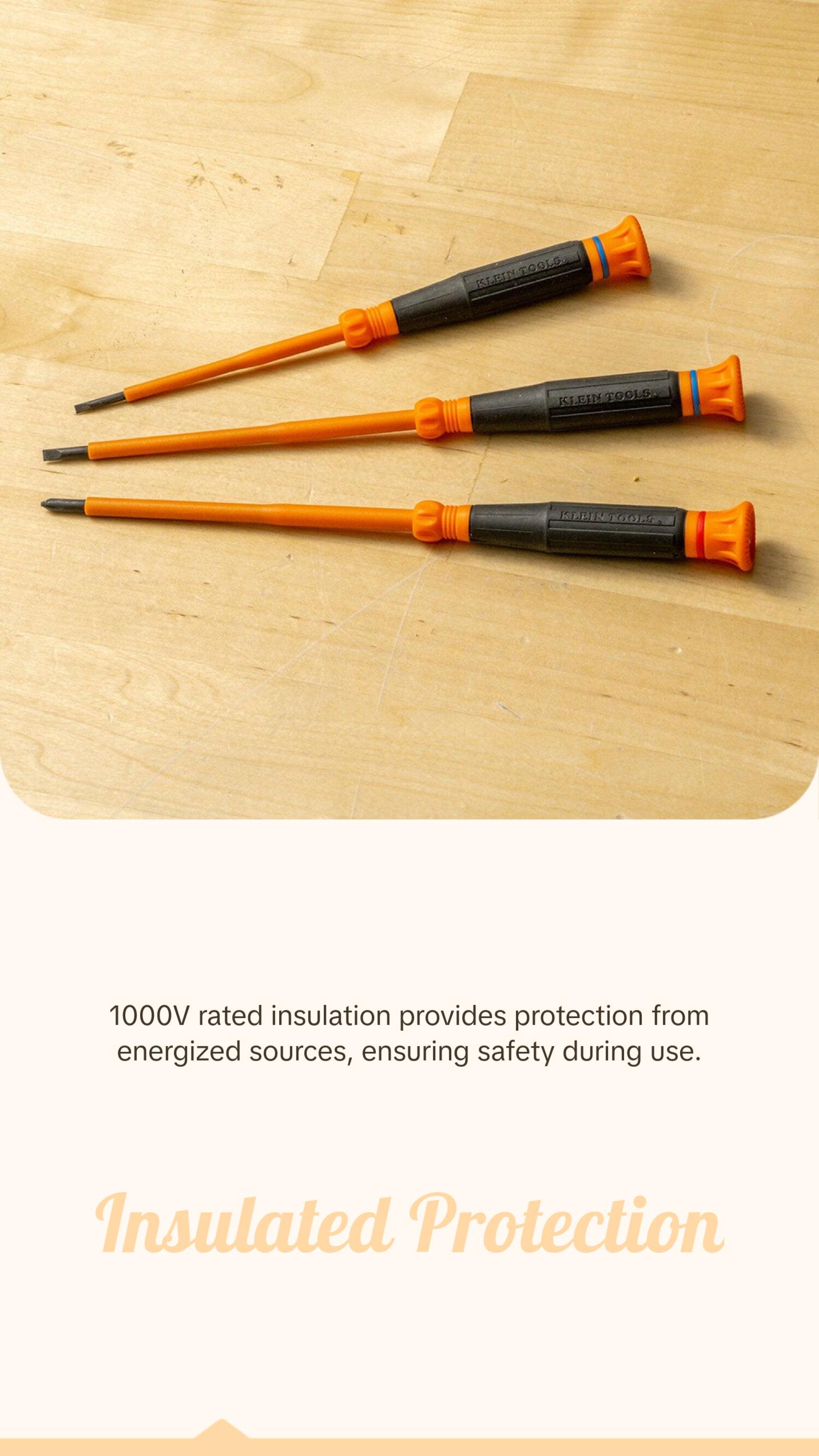 Klein Tools 85613INS Insulated Precision Screwdriver Set, 3-Piece