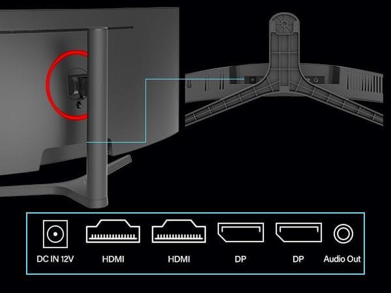 34 Inch Ultrawide Curved Gaming Monitor, 1500R PC Screen 165hz UWQHD 3440x1440, Curved Computer Screen with FreeSync,Multi-Directional Adjustable Base
