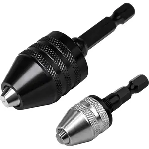 Hardware tools 2 Pieces Keyless Drill Chuck Adapter Set, 1/4 Inch Hex Shank Quick Change Drill Bit Converter, 0.3-3.6mm and 0.6-8mm for Impact Drivers and Power Drills Compatible with Milwaukee, DeWalt, Makita