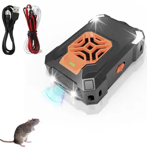 Ultrasonic Car Rodent Repellent with LED Strobe Lights, Rechargeable Mouse Deterrent for Engine Bay, Smart Auto On/Off Anti Rat Device for Vehicles, Garage, Home & Farm