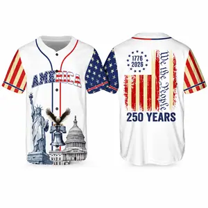 USA 250th Anniversary Baseball Jersey, 1776–2026 Patriotic Eagle Liberty Bell Button Down Shirt for Men Womencc,breathable baseball jersey, patriotic outfit, july 4th outfit,unisex baseball jersey, men women jersey, lightweight polyester jersey Soft