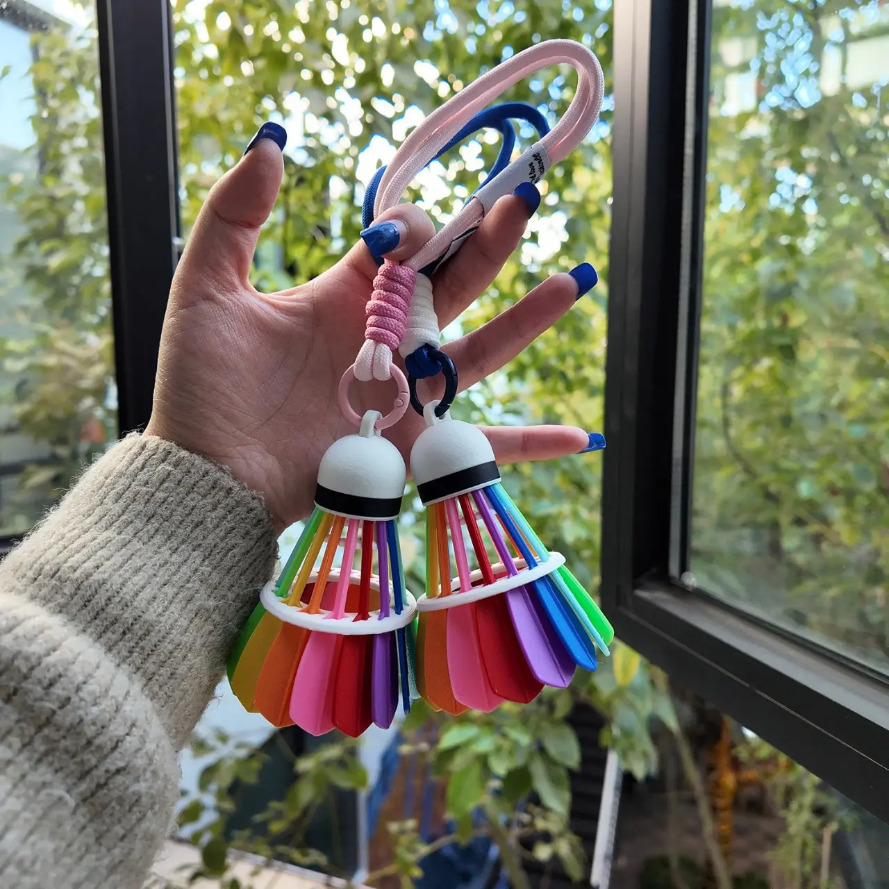 2pcs Colorful Badminton Pendant Keychains For Backpack, Gift For Friends